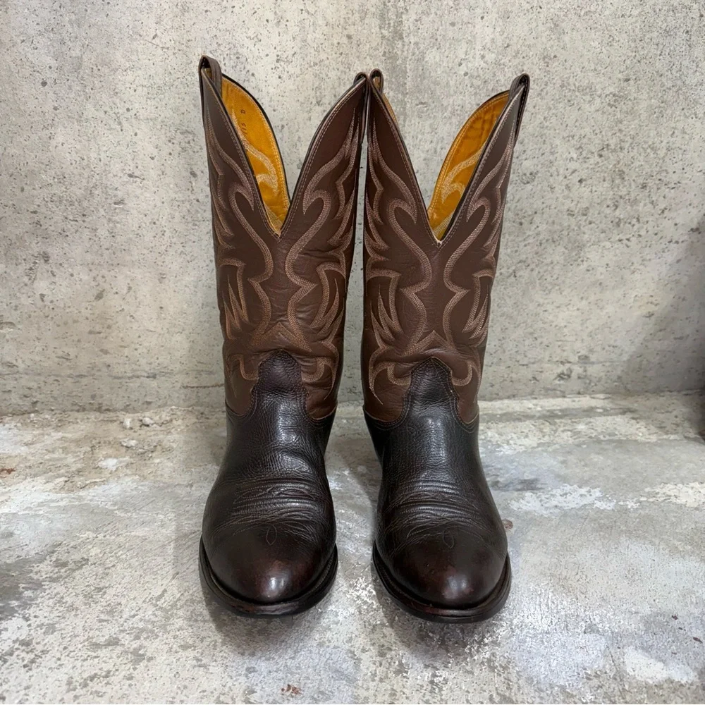 Vintage Nocona Cowboy Boots 11.5D USA Made Brown Western Leather